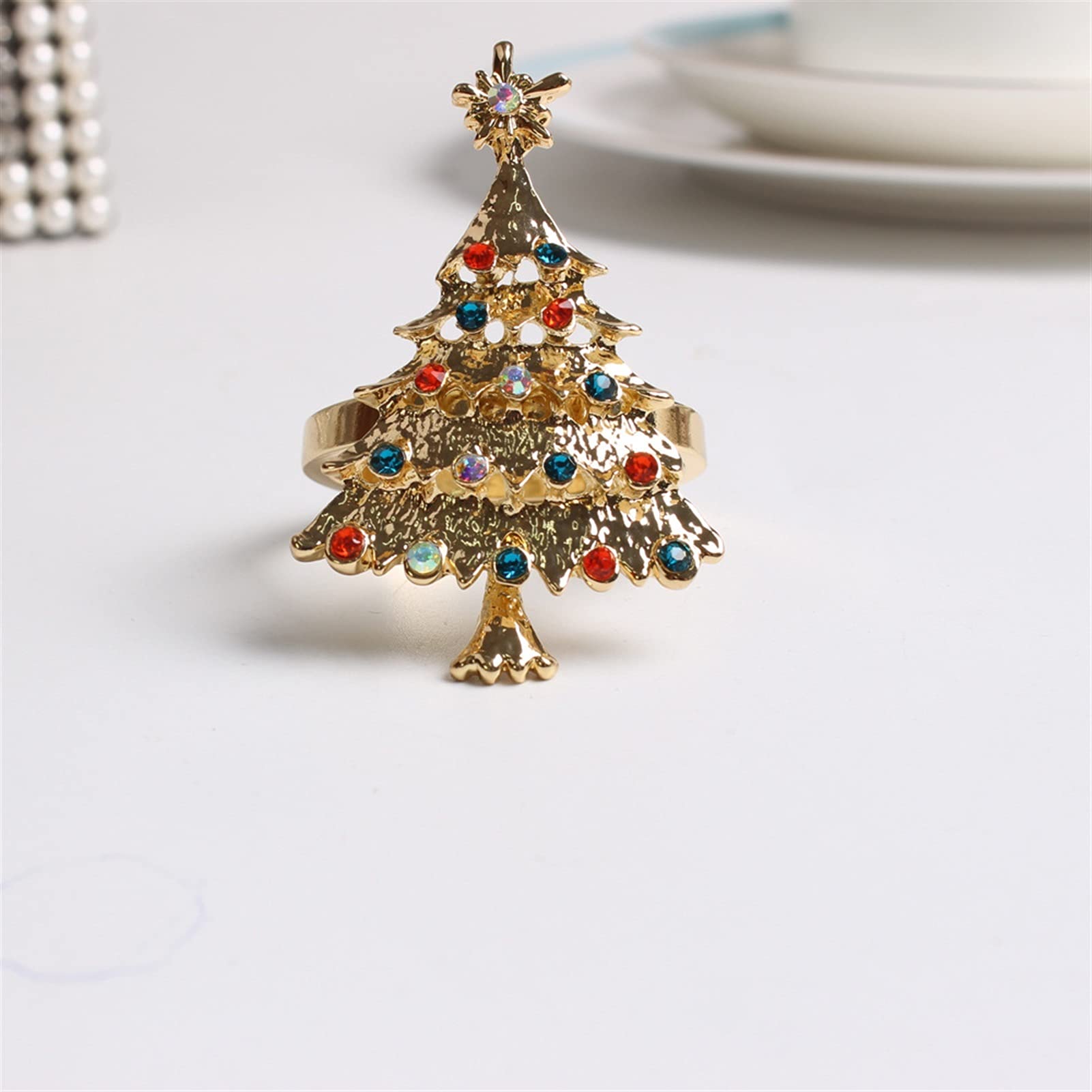 servilletero 6pcs árbol de navidad anillo de la servilleta arco de la guirnalda de la flor del arco de la tabla de la tabla de la tabla de la Navidad de la Navidad Hebilla (Color : A tree silver)