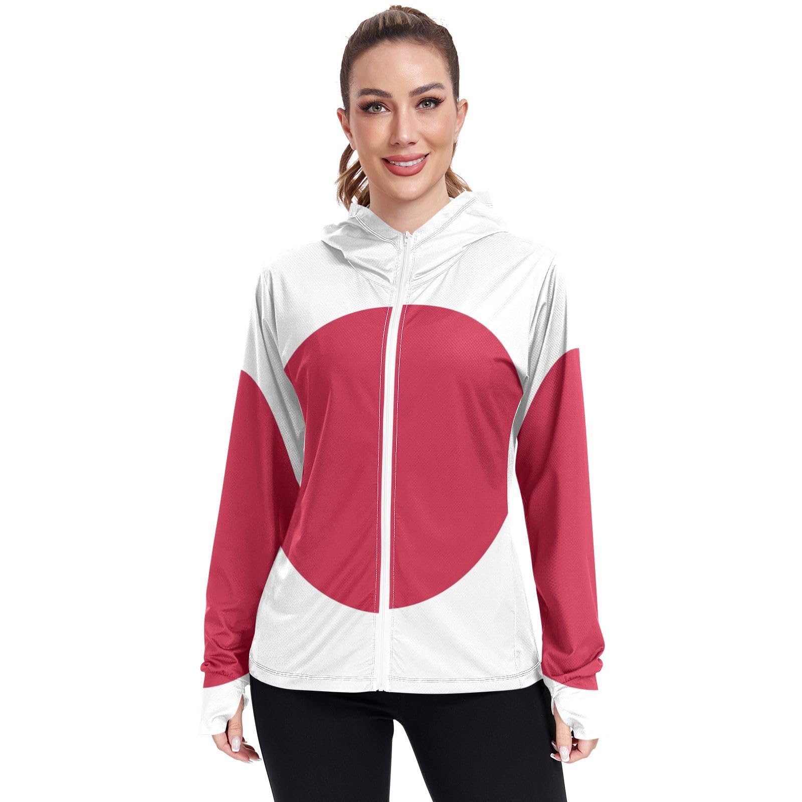 Japan Flag Womens UPF 50+ Sun Protection Hoodie Jacket Lightweight Long Sleeve Sun Shirt with Pocket Multicoloured