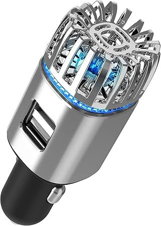 GVND 2-in-1 Car Air Purifier with Dual Car Charger, Air Freshener Car Air Ionizer Air Sterilizer Dust remover Reduce Cigarette Smoke and Bad Ions Car Accessories
