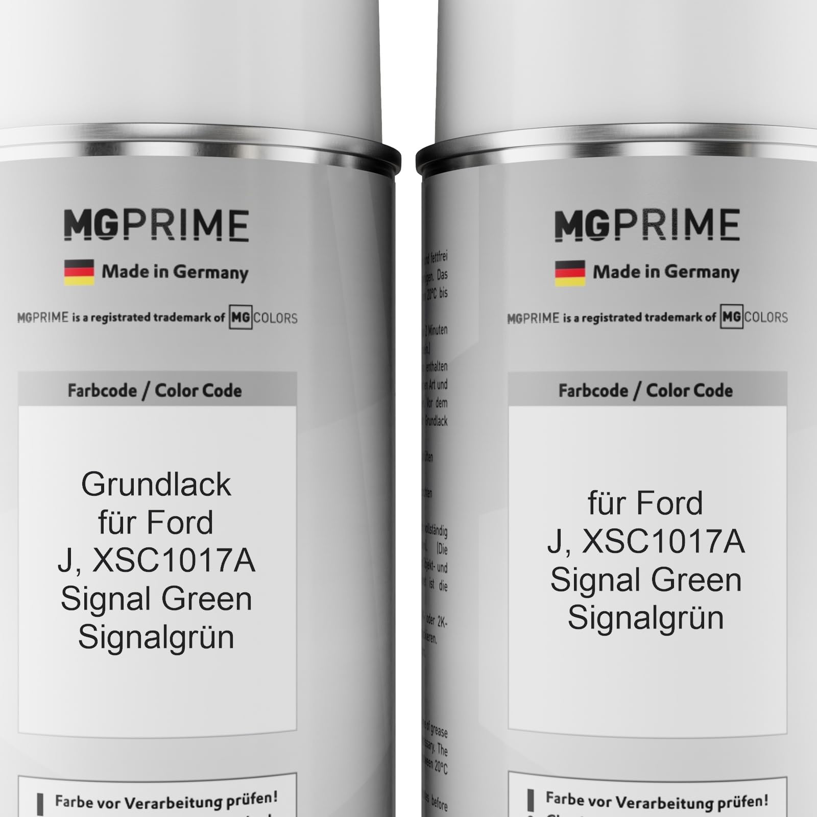 MG PRIME Vernice per auto Bombolette per Ford J / XSC1017A Signal Green +2K | Signalgrün, Kit vernice di fondo + base + trasparente 2K, bombolette spray 400ml