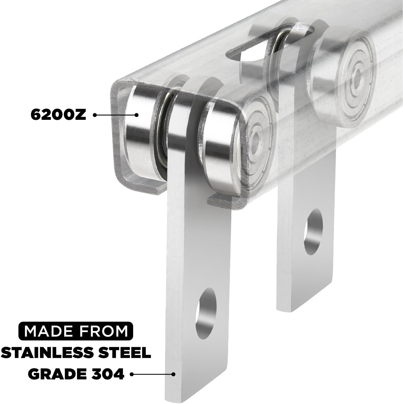 304 Stainless Steel 2-Wheel Trolley Assembly Rollers, 2 Bearings Strut Channel Trolley Hardware, Stable Strut Roller Trolley for 1-5/8" Wide and All 1-5/8" or Taller Strut Channel (Pack of 20)