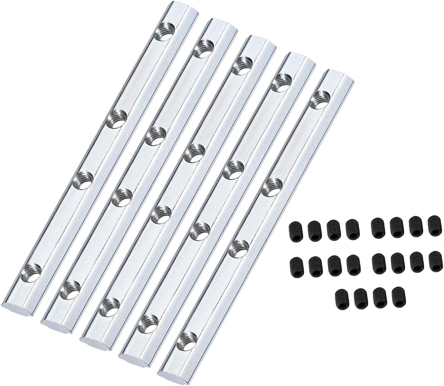 TA-VIGOR 2020 Aluminium Track Straight Line Connector 3.9 Inch, 100mm Joint Inside Connector with Screws for 2020 Series 6mm T Slot Flat Plate Bracket, 5Pcs