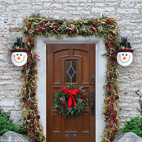 Christmas Porch Light Cover 2 Pack, Outdoor Christmas Decorations Snowman Light Covers, Holiday Decorations Christmas Snowman Lamp Post Cover, Cute Christmas Light Covers With Hat #TOP6