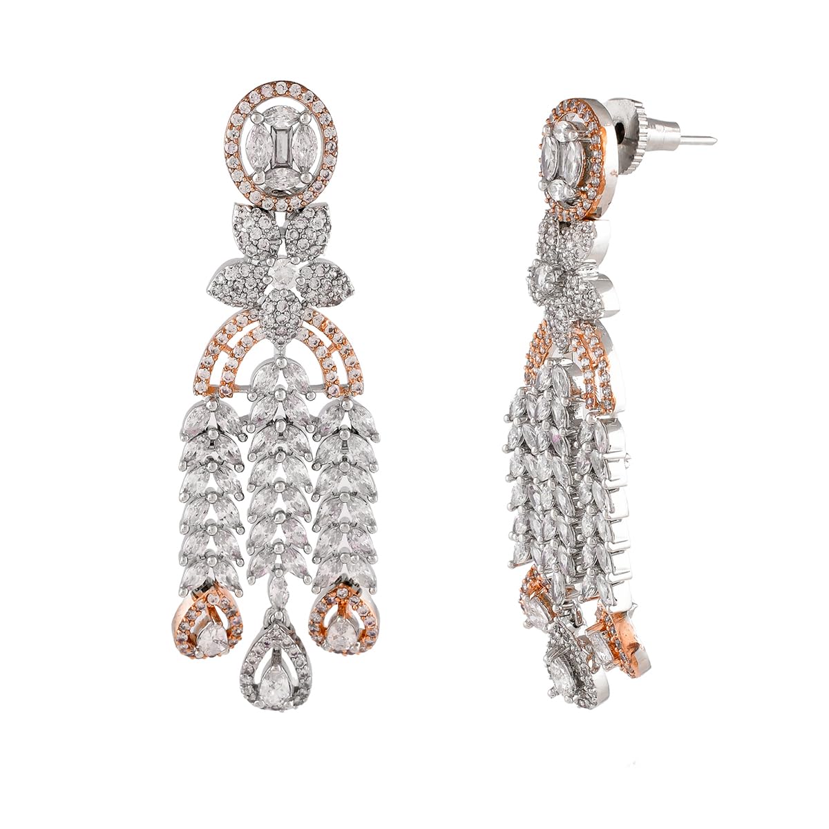 Sparkling Elegance CZ Two Tone Plated Dangler Earrings