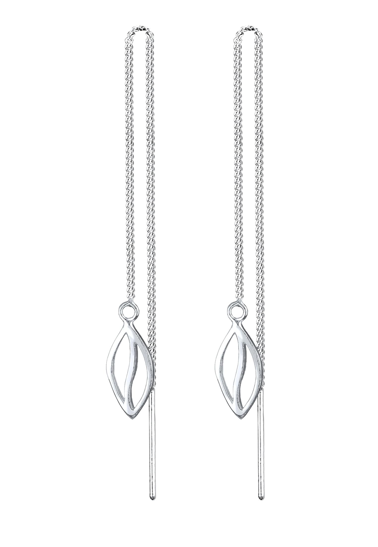 Elli Earrings Women Earrings Leaf Pendant Filigree in 925 Sterling Silver