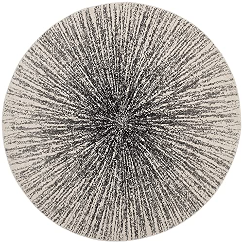  Safavieh Evoke Abstract Area Rug - 3' Round, Black & Ivory, Ideal for High-Traffic Rooms