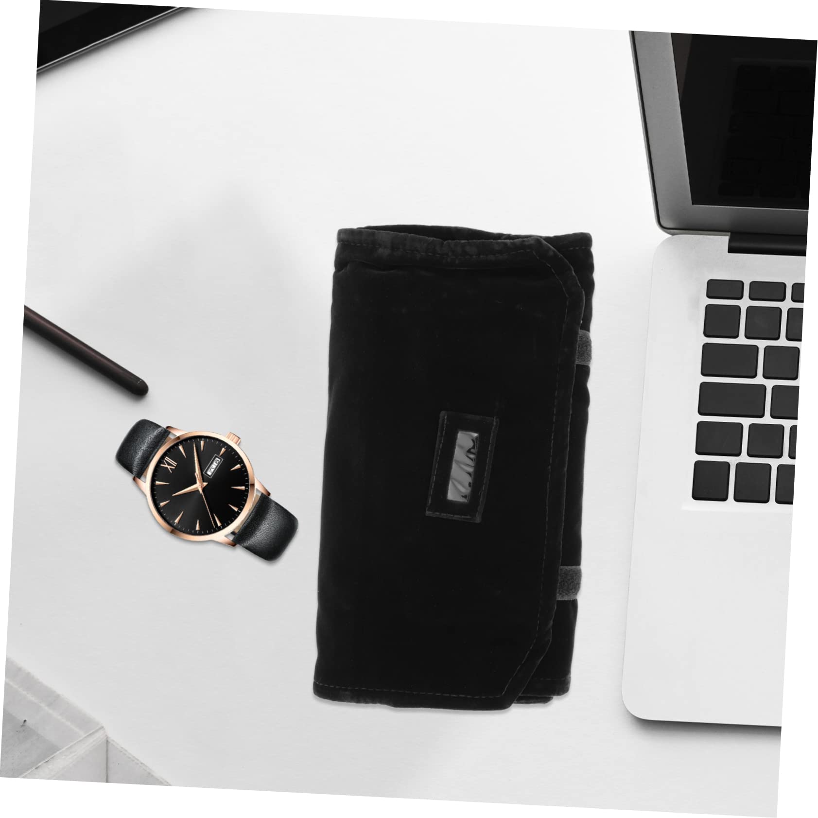 MAGICLULU Astuccio Organizer Gioielli Pieghevole in Flanella Nero | Custodia Arrotolabile Leggera, Mantiene Piccoli Accessori Ordinati e Protetti, Formato Compatto da Viaggio