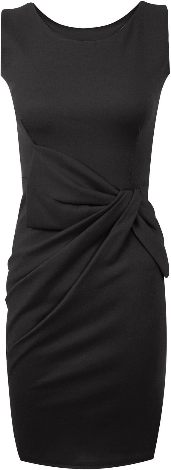 Womens Big Bow Detail Pleated Ponte Dress, Black, 16