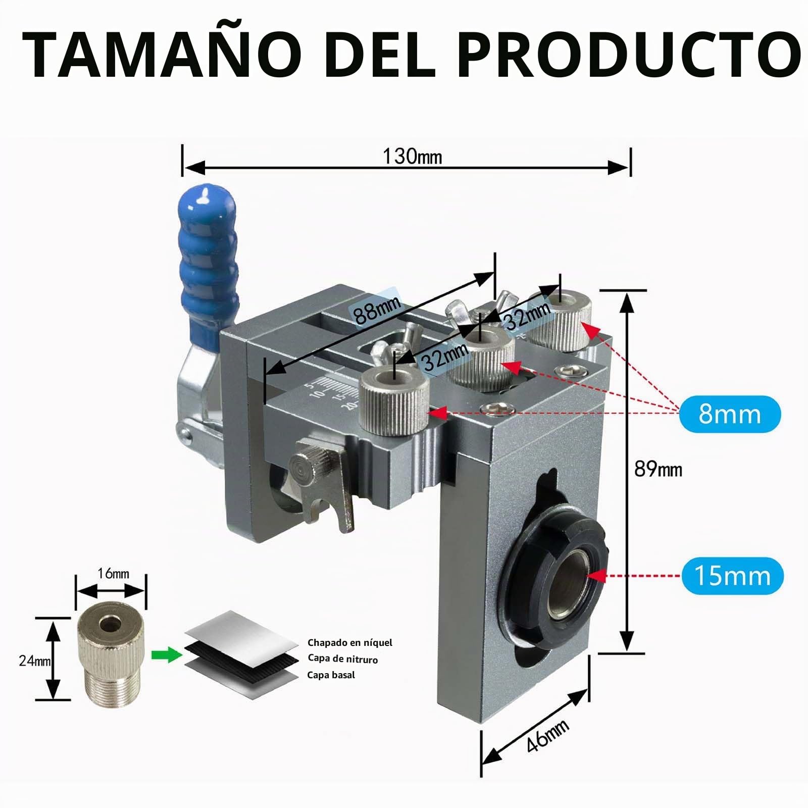 Localizador De Perforación 3 En 1, Kit De Plantilla Para Posicionamiento De Carpintería Guía De Perforación Ajustable Localizador, Kit De Plantilla De Perforación Para Clavijas