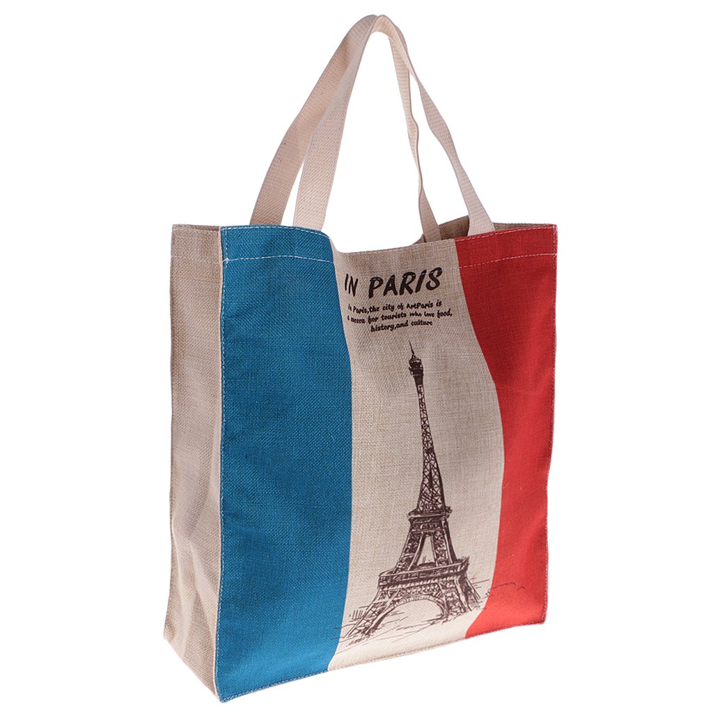 NYLSA Women Shoulder Bag France Eiffel Tower Flag Canvas Handbag Shopping Bags
