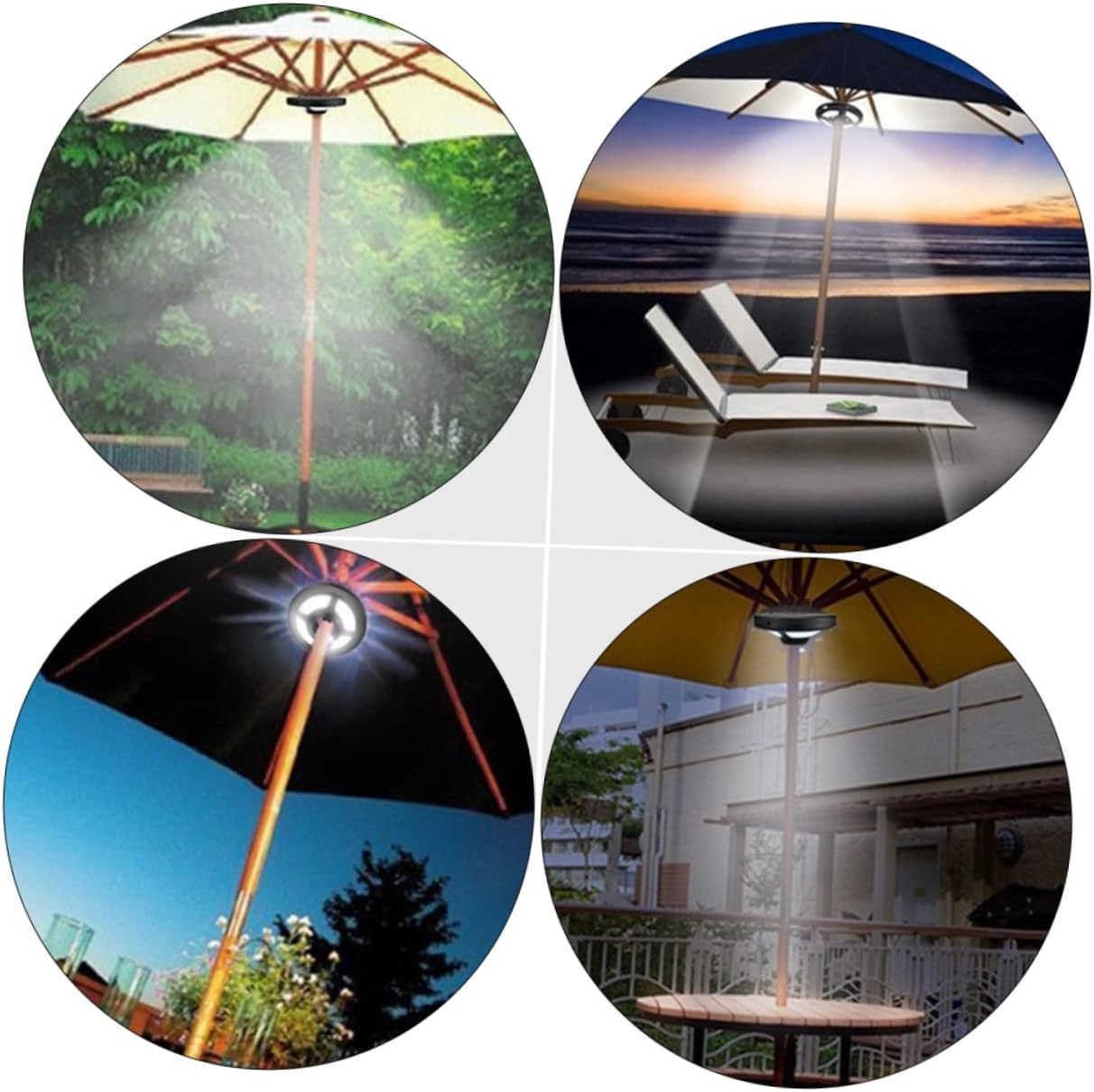 TEHAUX Led Umbrella Lamp Multifunctional Camping Tent Light Solar Powered Easy to Use