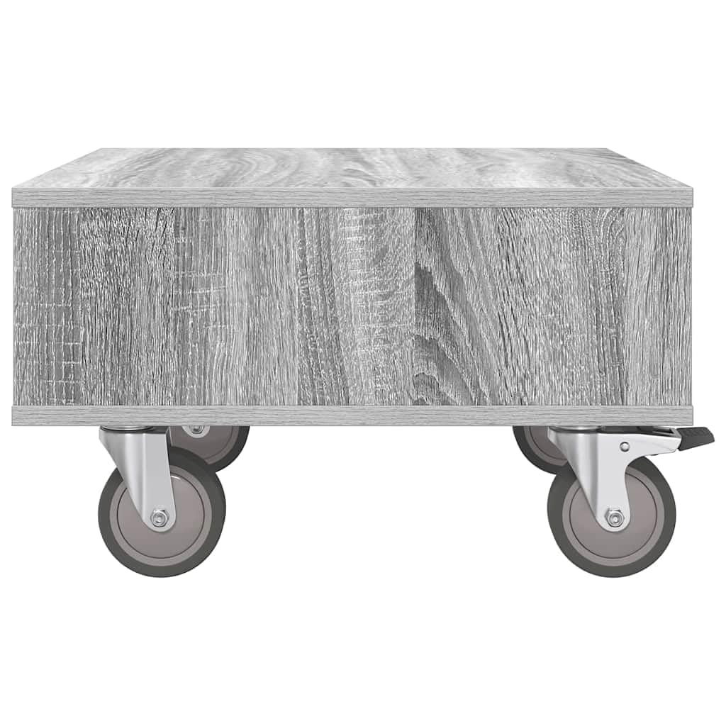 Mesa auxiliar con ruedas Sonoma gris madera 50,5 x 50 x 30 cm con espacio de almacenamiento y ruedas para salón, dormitorio, oficina, sofá cama