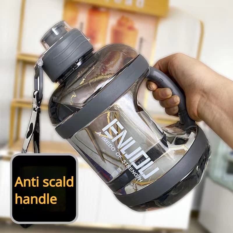 Image of Large-Capacity Water bottle Gallon Gym Bottle Fitness Bottle PETG Plastic, BPA Free, Leackproof Clear Transparent all Color Available - 2.2 Liter (Black)
