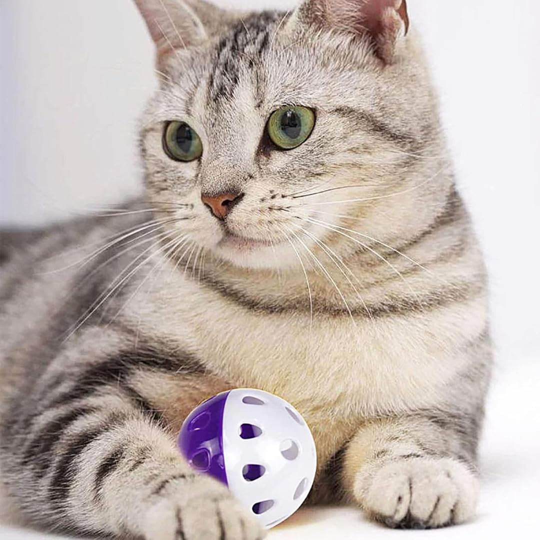 PARENCE - Set de 4 Pelotas de Juego para Gatos 4 cm – Juguetes Interactivos con Campana – Accesorio para Diversión y Ejercicio Gatito y Gato Adulto