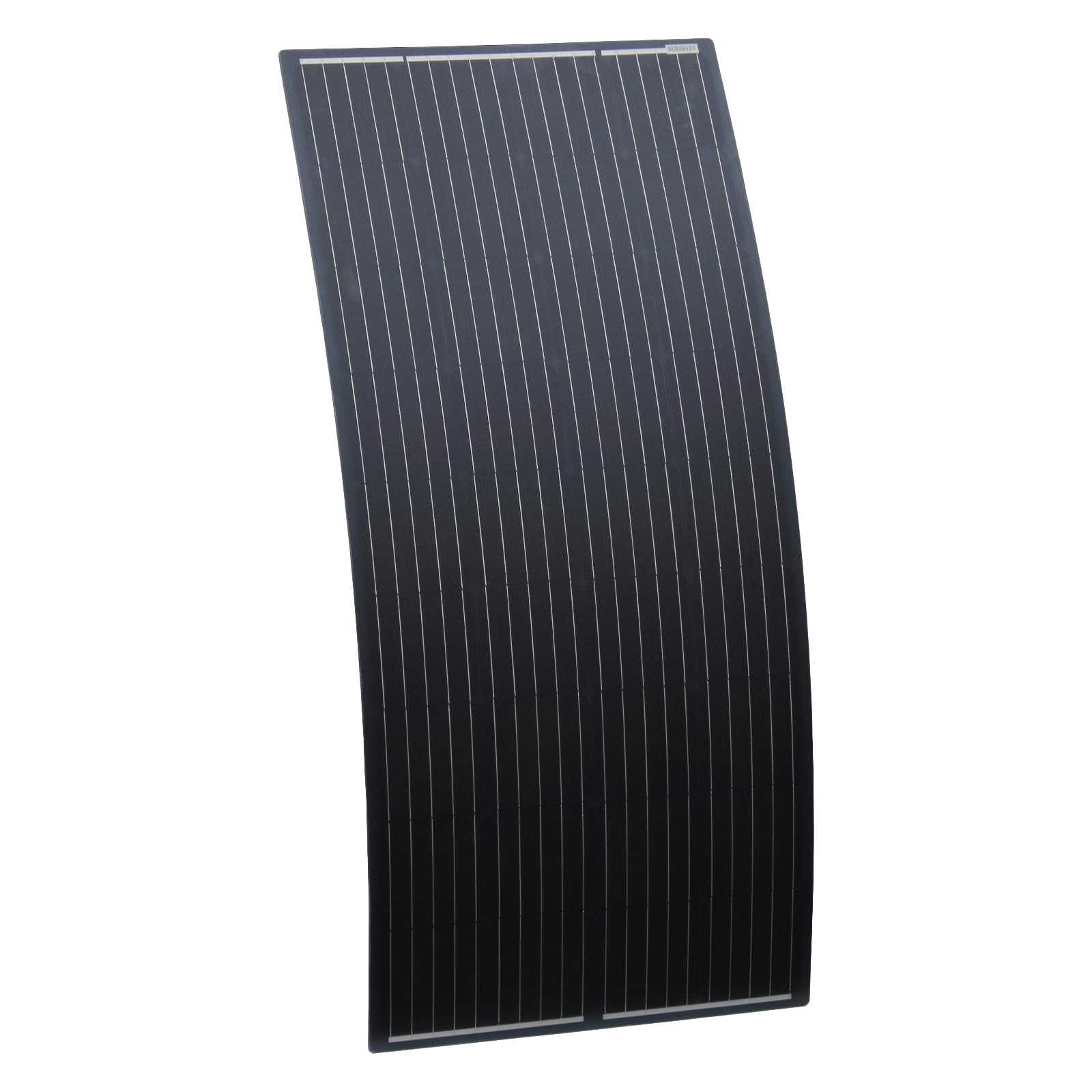 180W black semi-flexible fibreglass solar panel with round rear junction box & 3m cable, durable ETFE coating and monocrystalline solar cells for motorhome, caravan, campervan, boat or off-grid system