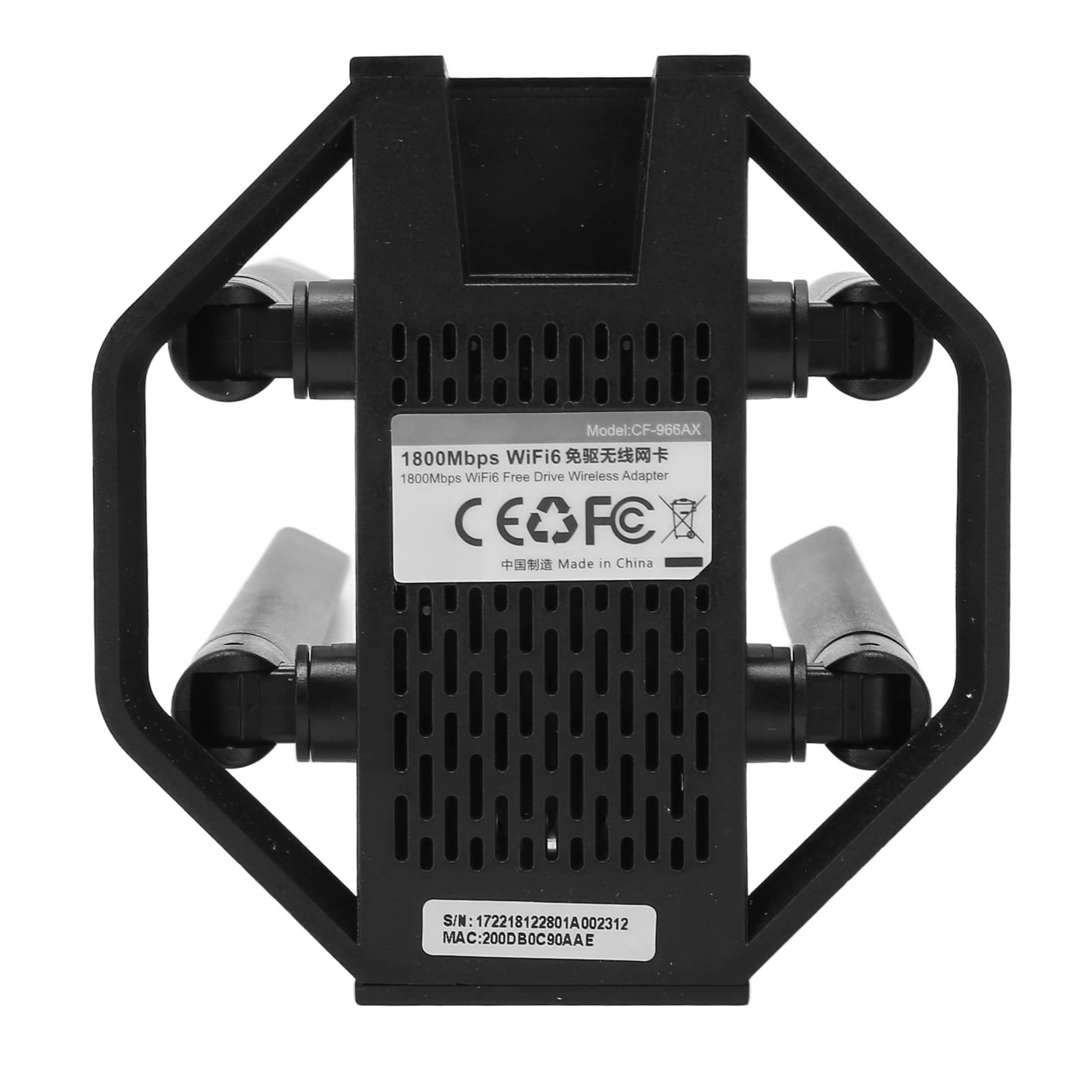 Yunseity Adaptador USB WiFi 6 PC PC DE Escritorio, Adaptador DE Red Inalámbrica DE 2,4 GHz Y 5 GHz con 4 Antenas DE Alta Ganancia, Dongle WiFi USB Inalámbrico Compatible con 10