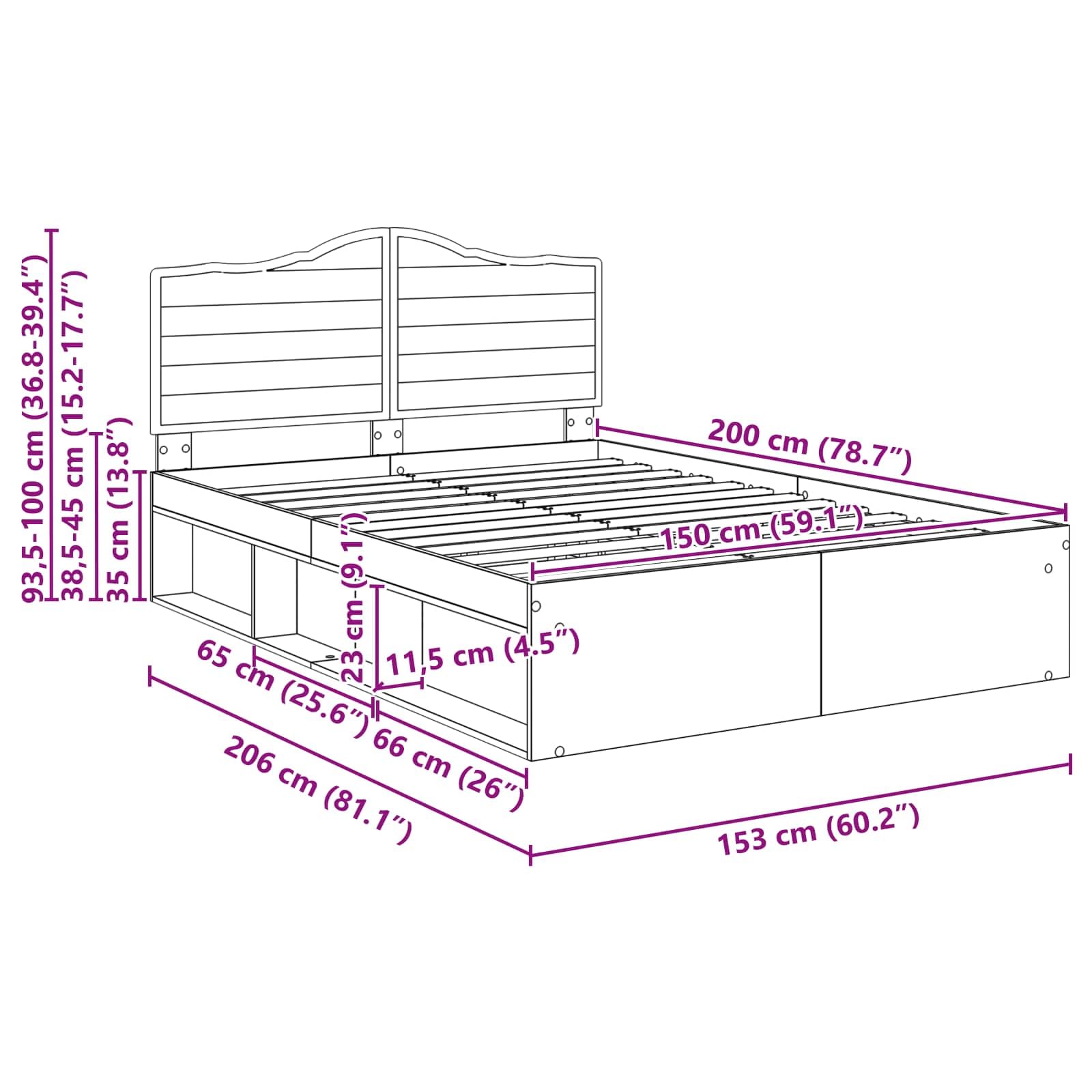 vidaXL Estructura de Cama con cabecera Roble Sonoma 150 x 200 cm