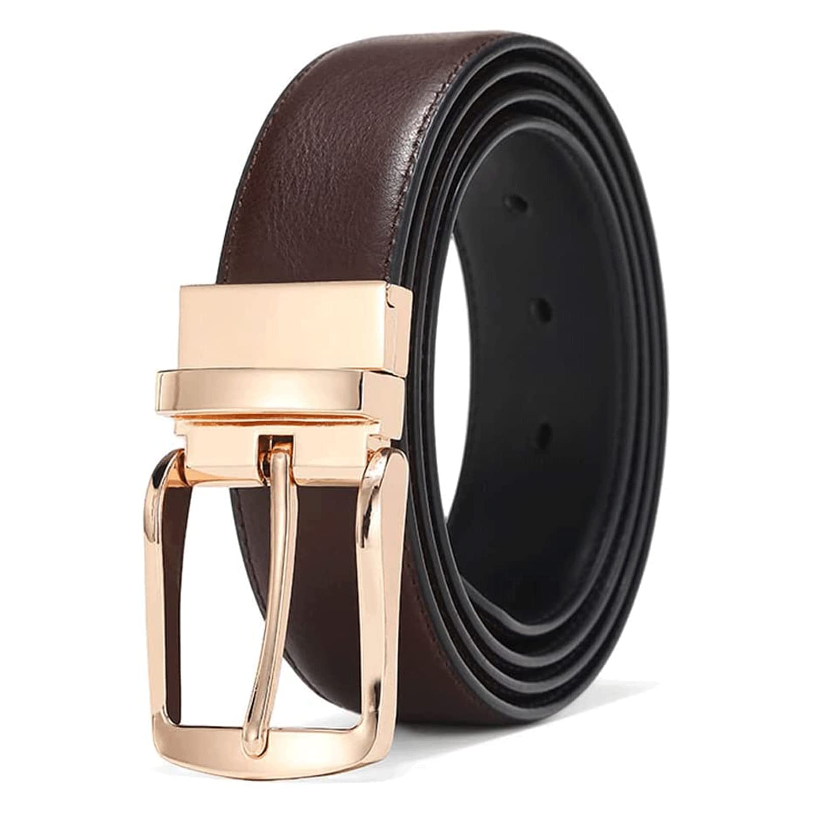 Krxsobnv Men's Brown Leather Belt, High-End Luxury Pin Buckle Trendy Belt Fashion Simple Casual Business Cowhide Jeans Tooling Dress(130Cm)