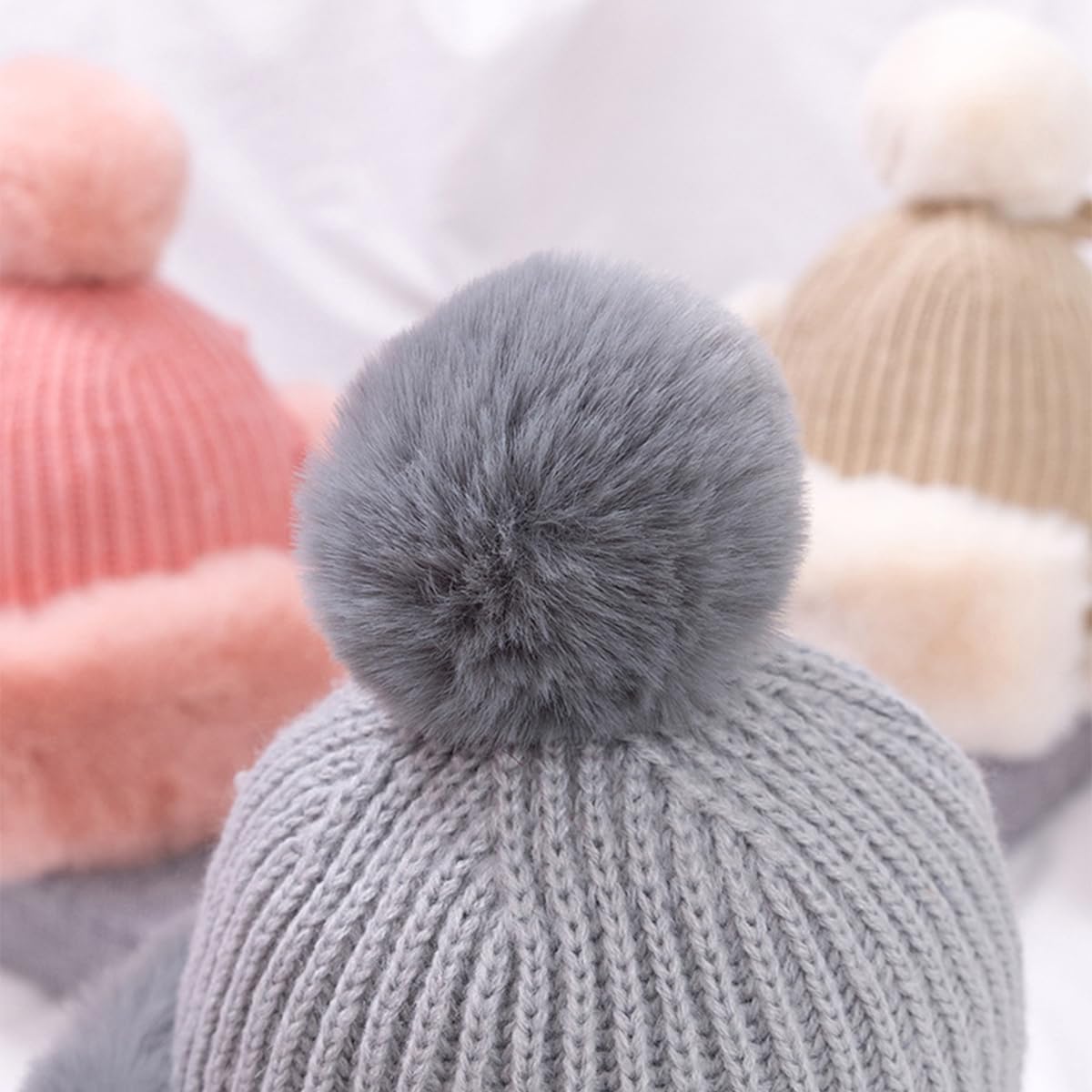 Gorro de Punto de Felpa Gruesa para niños, Gorros Peludos y cálidos con Orejeras para niños y niñas, Gorros térmicos de Invierno
