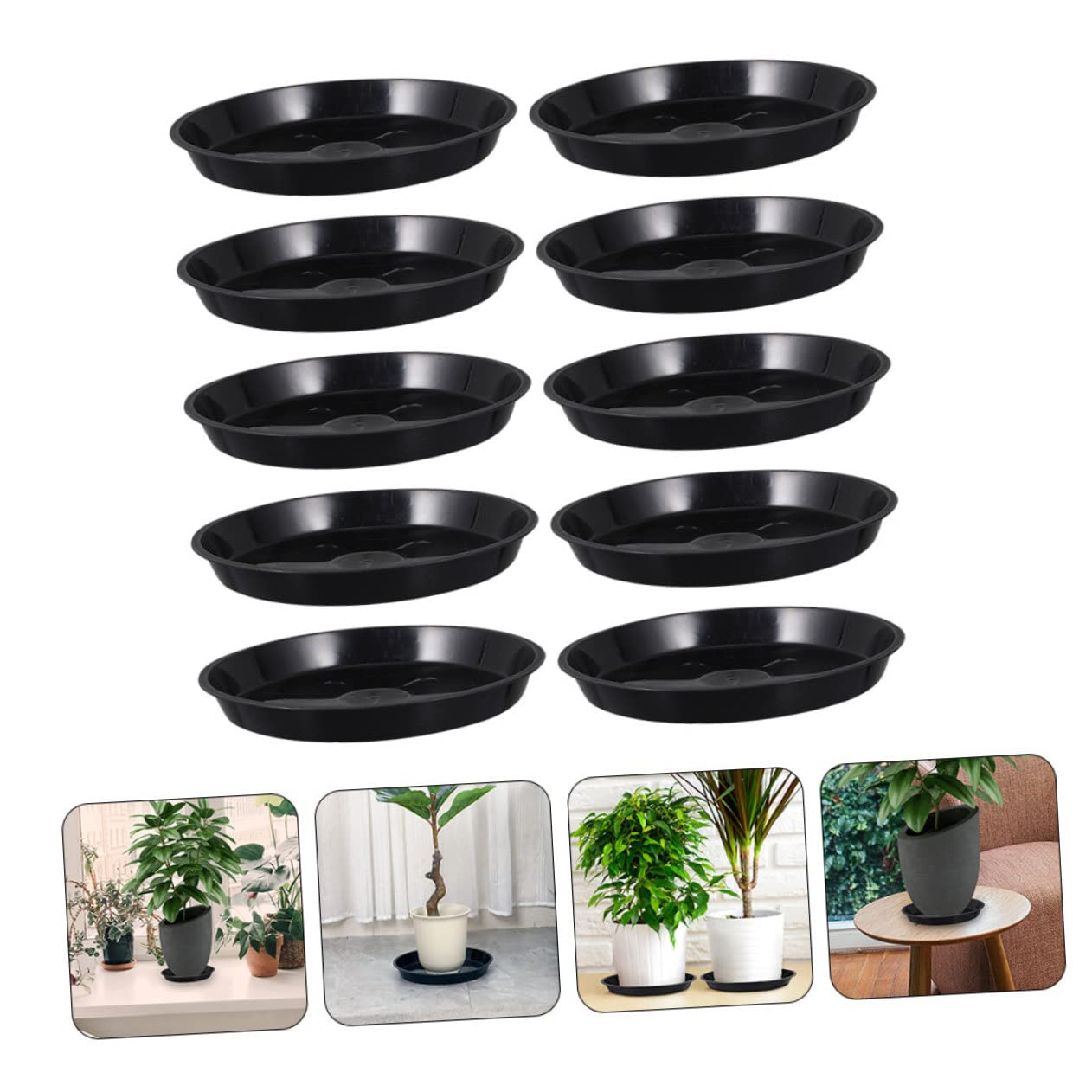 VICASKY Vassoi per Vasi di Fiori in Plastica 10 Pezzi, Base per Vaso da Giardinaggio Balcone e Terra, Resistente e Leggero, per Raccolta Acqua e Protezione Superfici Casa