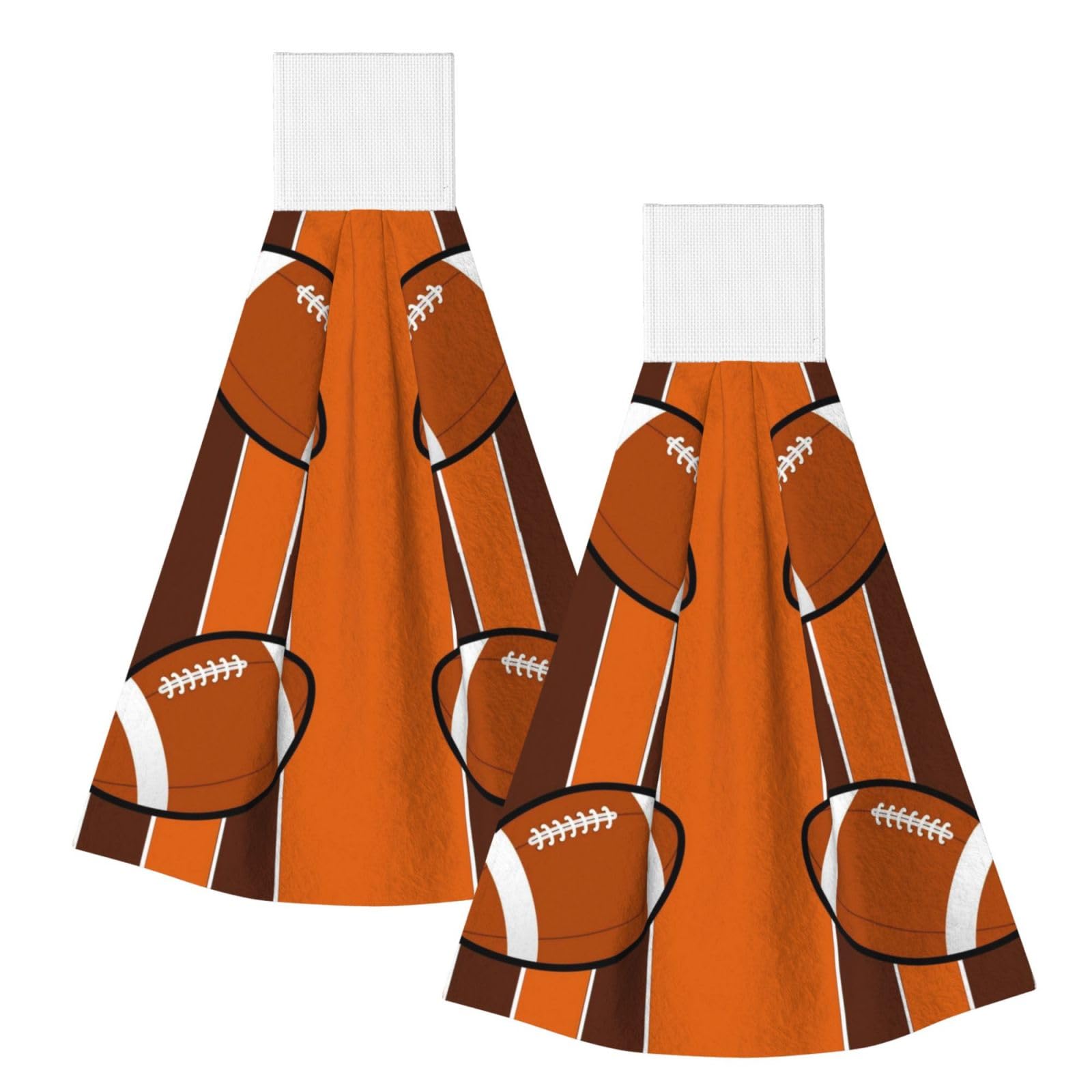DOPKLNA Four Striped Rugby, 2 Pcs Hanging Coral Fiber Hand Towels for Bathroom, Absorbent Kitchen Towels