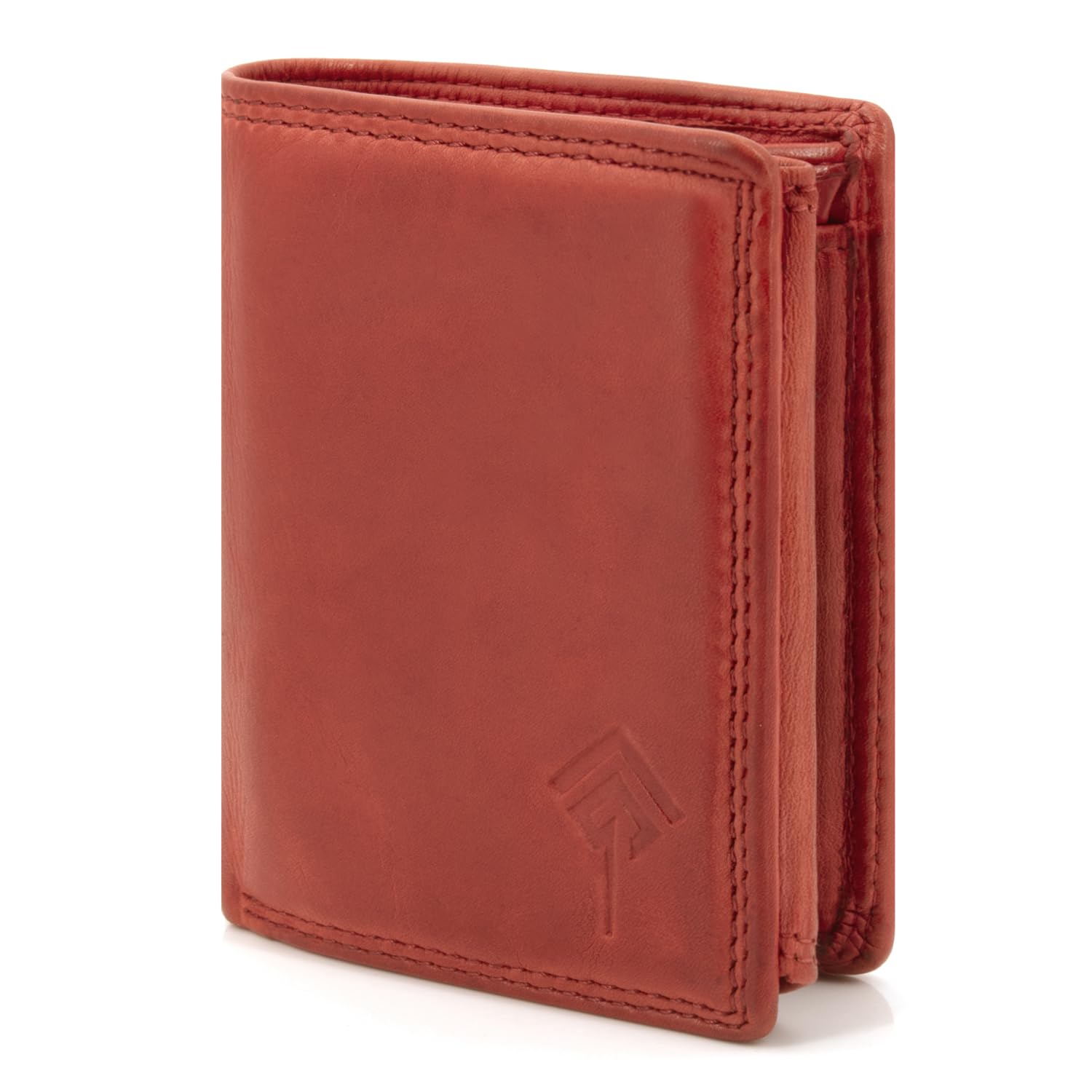 JOREY Slim Wallet Herren aus Echtleder – kleine Geldbörse im Hochformat mit RFID-Schutz – Geldbeutel kompakt aus Wasch-Leder (Rot)