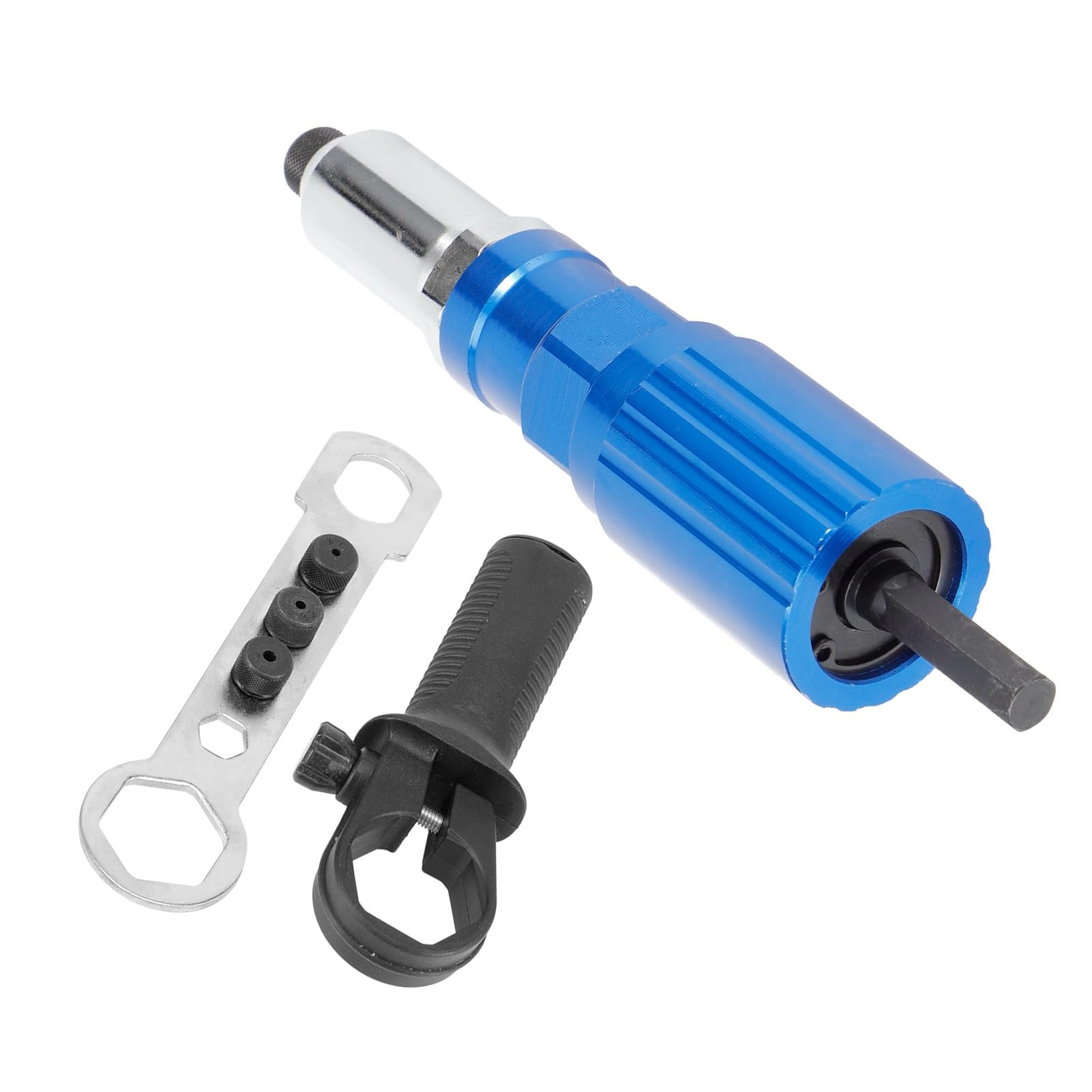 FLEXMAN Adapter Pistoletu do Nitowania, Adapter Pistoletu Nitowania Wiertarki Elektrycznej, Ergonomiczny Zestaw Adaptera Nitownicy Z Kluczem, Nasadka Nitowania Prac Domowych DIY