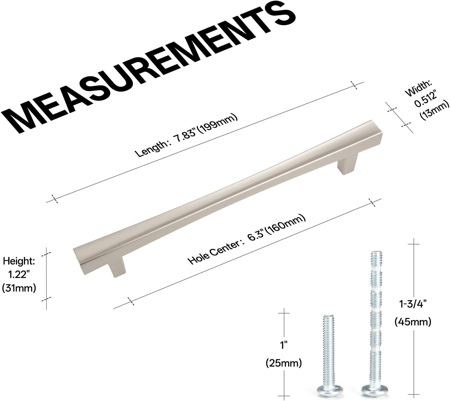 Liron Hardware 10 Pack 6.3 Inch Brushed Nickel Square T Bar Cabinet Handles image 2
