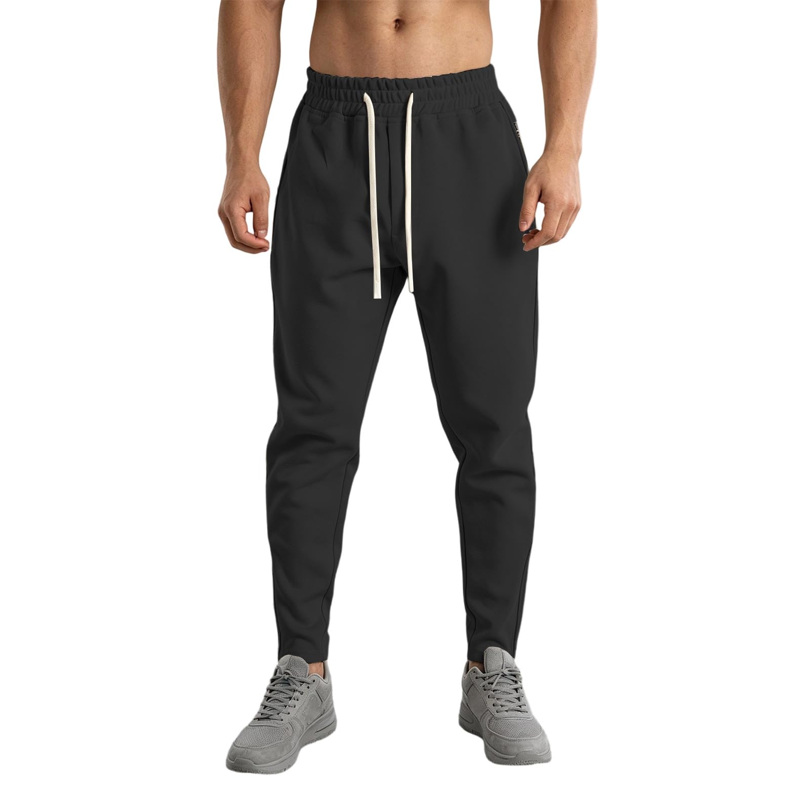 Generico Pantaloni Uomo Sportivi,Pantaloni da Jogging da Slim Fit con con Zip per Abbigliamento Casual Pantaloni Moderni con Polsini Affusolati per Streetwear Quotidiano