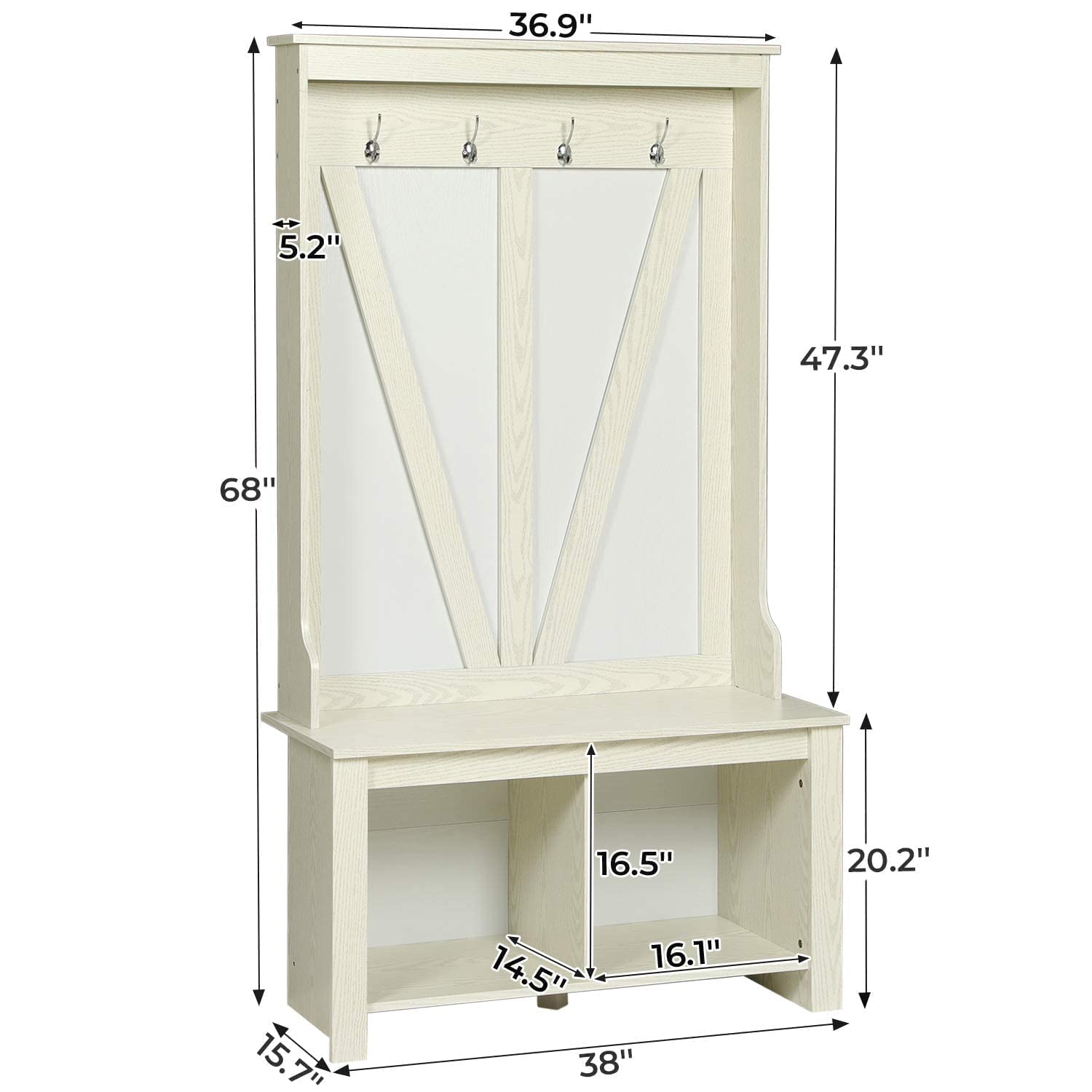 Buy Itaar Hall Tree with Storage Bench, Entryway Bench with Coat Rack
