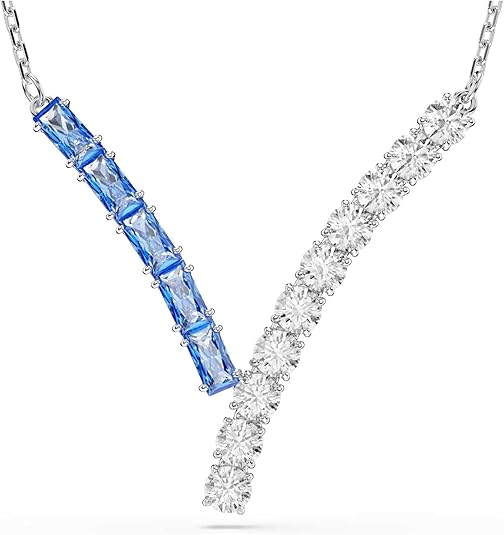 Swarovski Matrix pendant, Mixed cuts, Blue, Rhodium plated