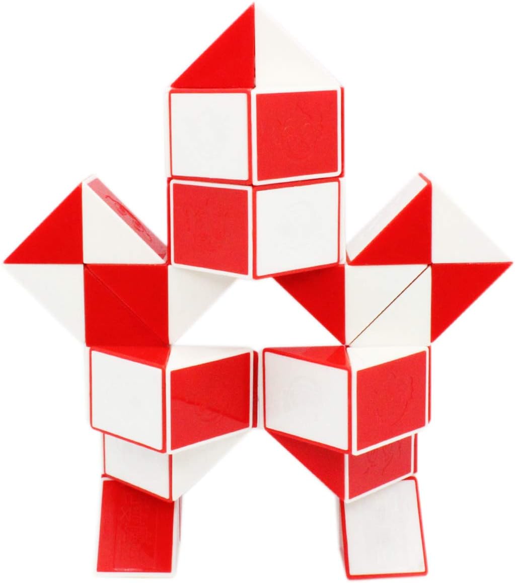 Mipartebo Magic Snake Cube Twist Puzzle 48 Wedges Large Size Twist Fidget Snake Toys Gift Party Favors Game Goodie Bag Fillers for Kids Adults Teens Red