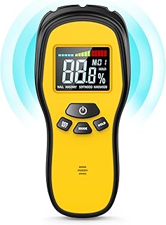 Pinless Wood Moisture Meter Detection - Firewood Moisture Meter Digital Moisture Detector for Lumber Drywall Firewood Masonry Woodworking Plaster Floor Concrete Building with LCD Display Sound Alarm