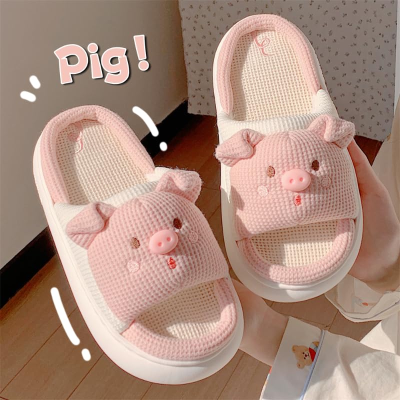 Pig Slipper Frog Slipper Animal Slipper Summer House Slipper for Women Men Linen Thick2