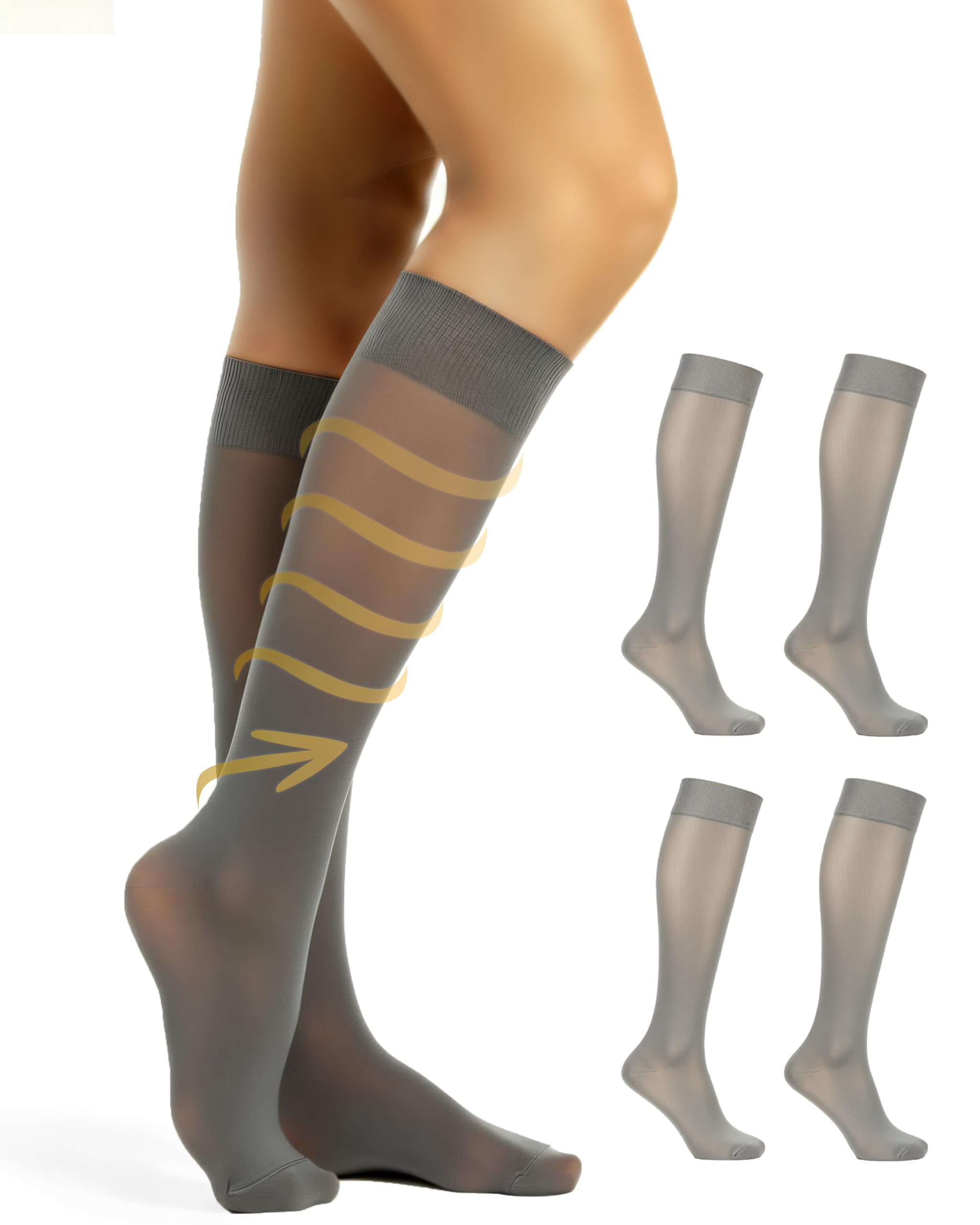 Kompressionsstrümpfe Damen 40 Den 1 und 2 Paar – Kniestrümpfe mit 5-16 mmHg Kompression, Stützstrümpfe für Komfort & Unterstützung, Compression Socks – Made in Italy