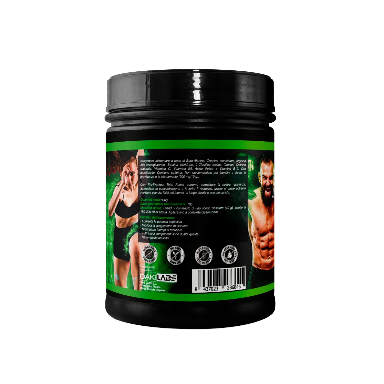 Pre-Workout con Creatina + Arginina + Beta-Alanina + Taurina + Caffeina + Vitamine C, B6, B12 + Citrullina + Betaina | Migliora la congestione muscolare | 30 porzioni