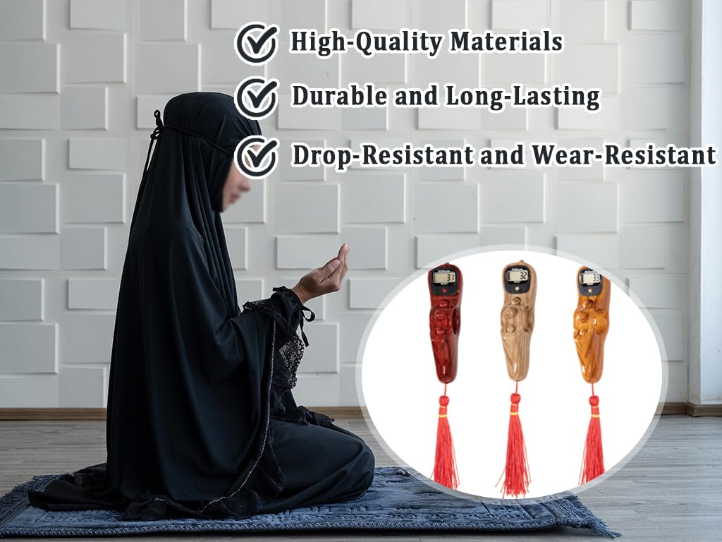 3 contatori digitali portatili portatili con perline, contatore digitale per preghiera, contatore elettronico Tasbih per meditazione, relax, preghiera musulmana - 5