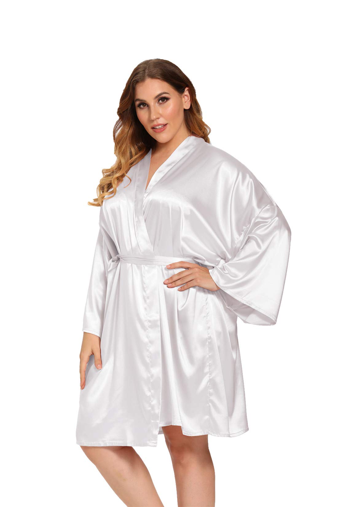 Womens Plus Size Satin Robes Plus Size Silky Kimonos Robes Sleepwear Short