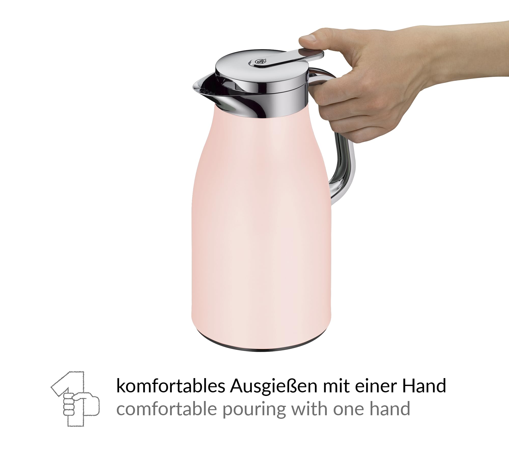 alfi Skyline, thermoskan roestvrij staal geel 1,0 liter met dubbelwandige alfiDur vacuüm gehard glas inzet. Thermoskan houdt 12 uur warm, ideaal als koffiepot of als theepot - 1321.295.100