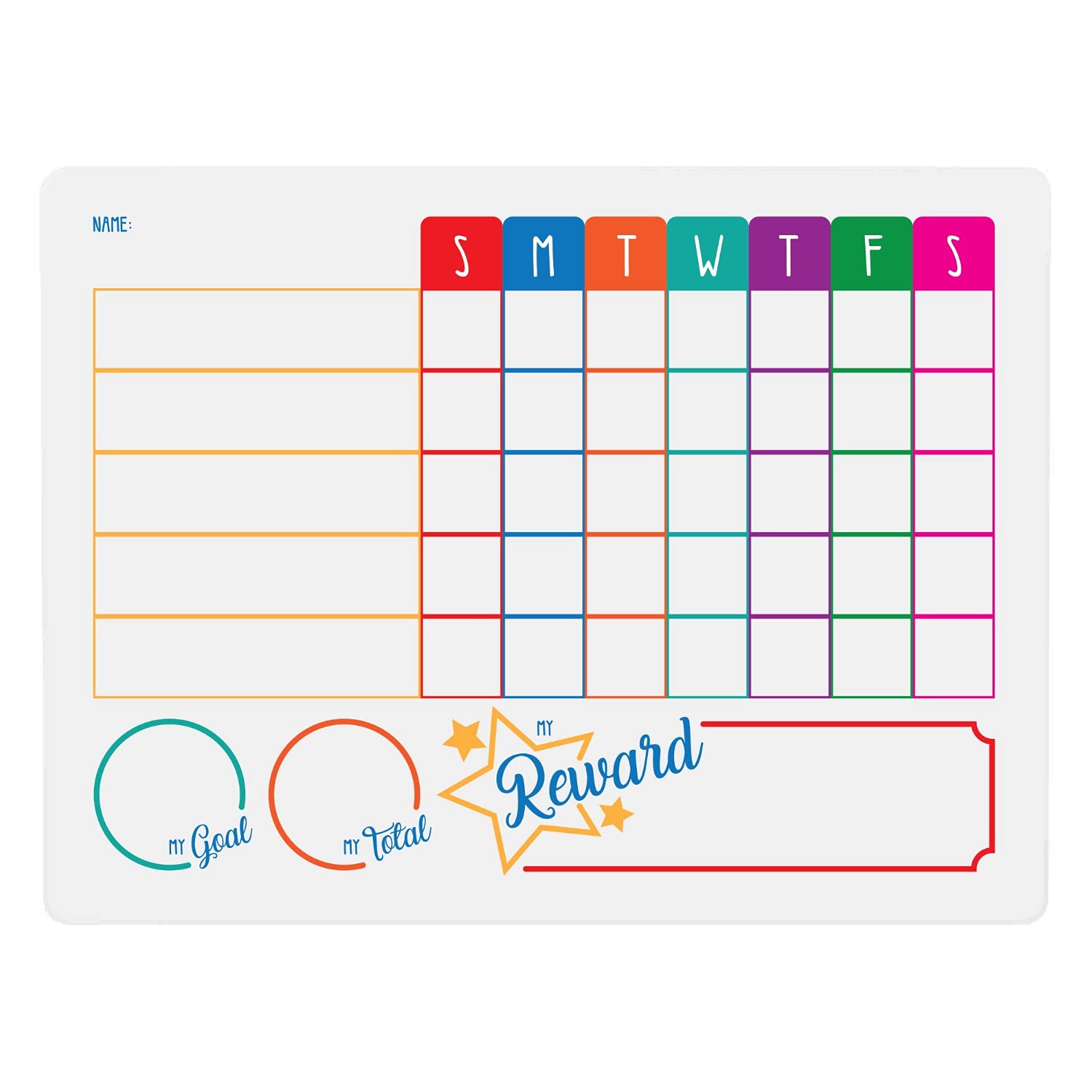 Amazon.com: Dry Erase Board Kids Chore Chart 9 x 12 Inch 5 Task 7 Day Daily  Tracking with Goal and Reward, Color Design : Office Products