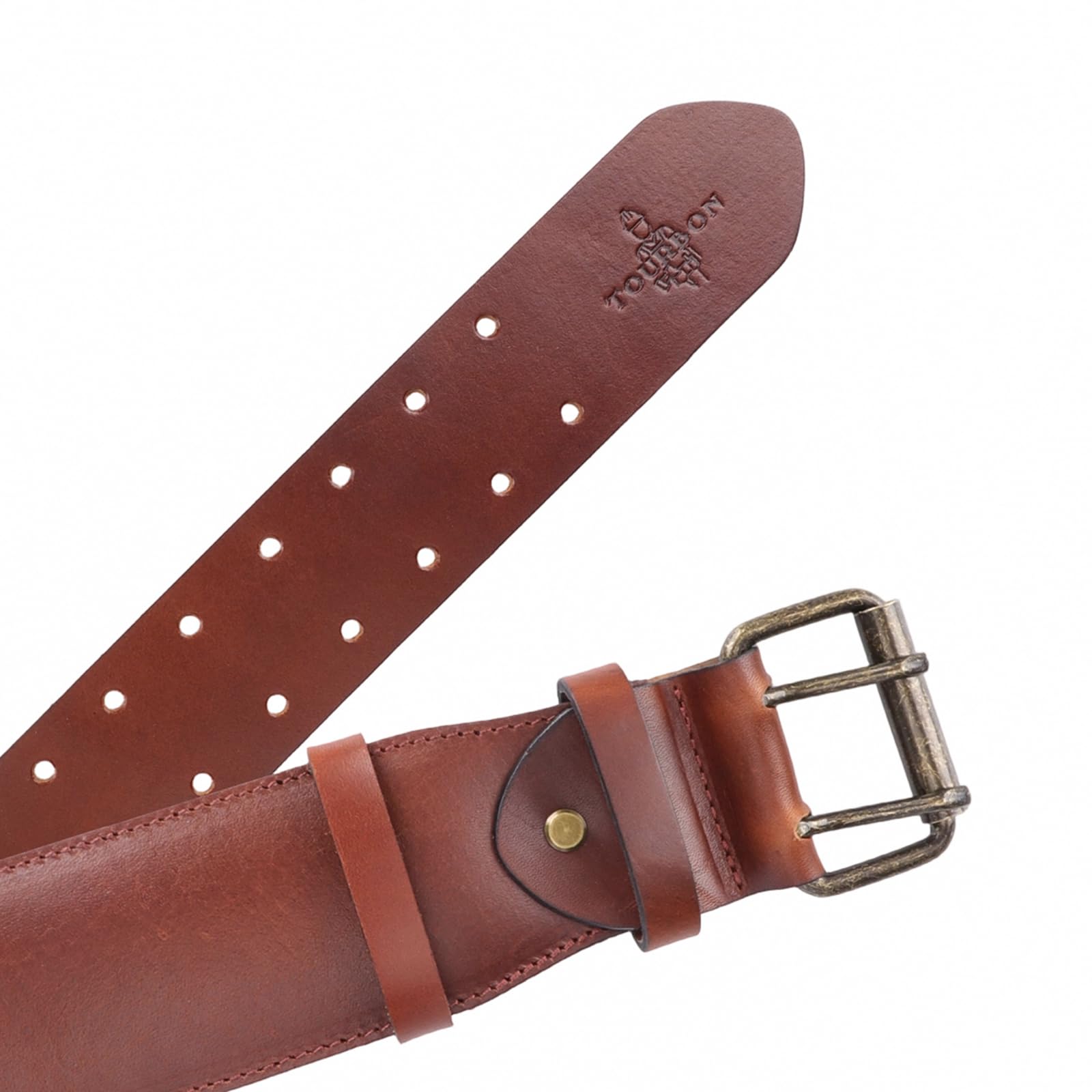 Tourbon Ceinture à outils en cuir robuste de 6,3 cm de large pour homme, ceinture de travail réglable pour charpentiers, électriciens