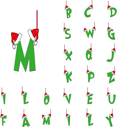 Miniatura 1 de Letras de madera de Navidad, 26 letras del alfabeto navideño, adornos de madera de la A a la Z, letras decorativas para colgar, de madera, 26 letras