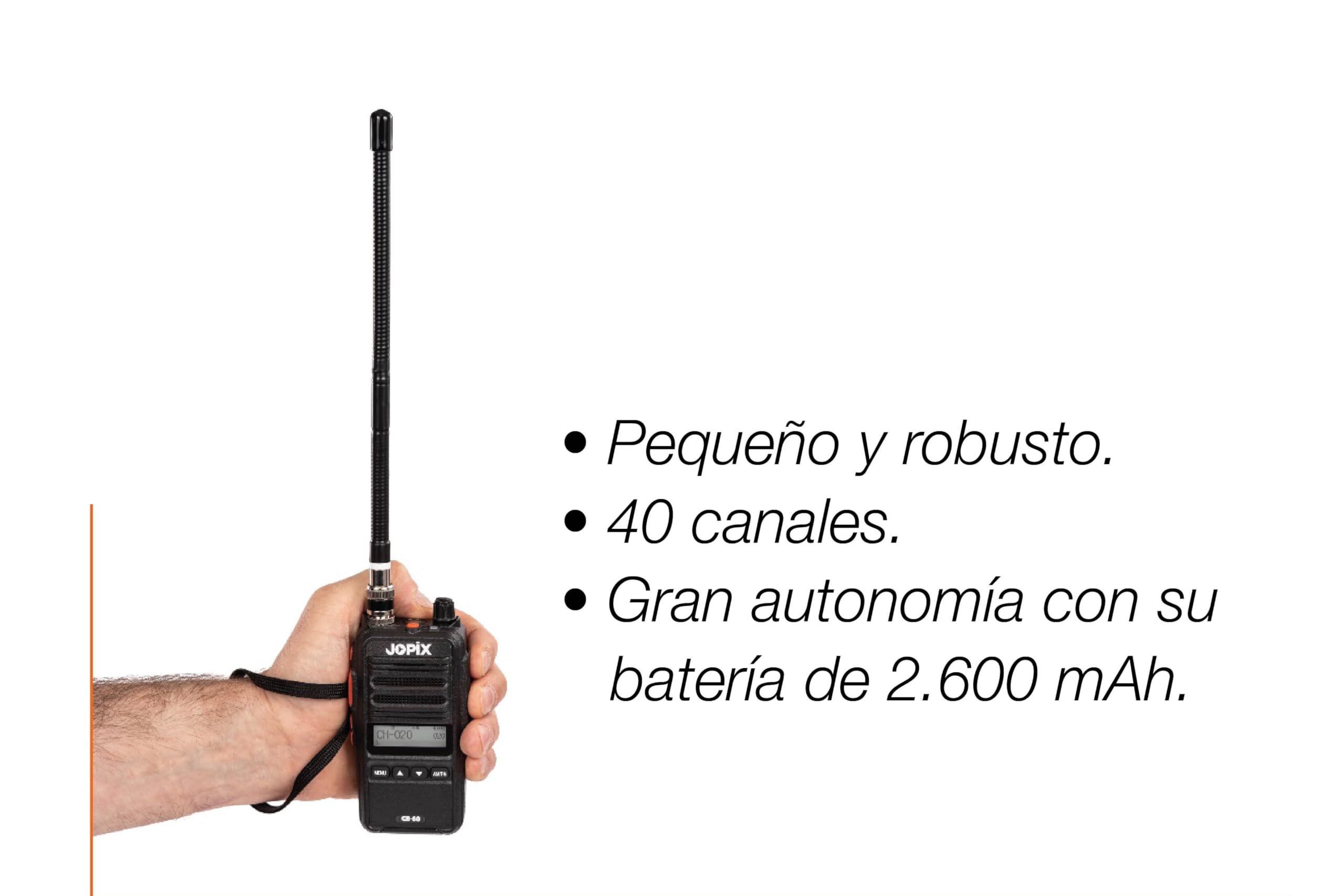 Jopix CB-80 Multi-Norm CB-Funk Handgerät - Tragbare 27 MHz CB-Funkgeräte AM/FM 4W Walkie-Talkie mit 2600mAh Li-Ion Akku