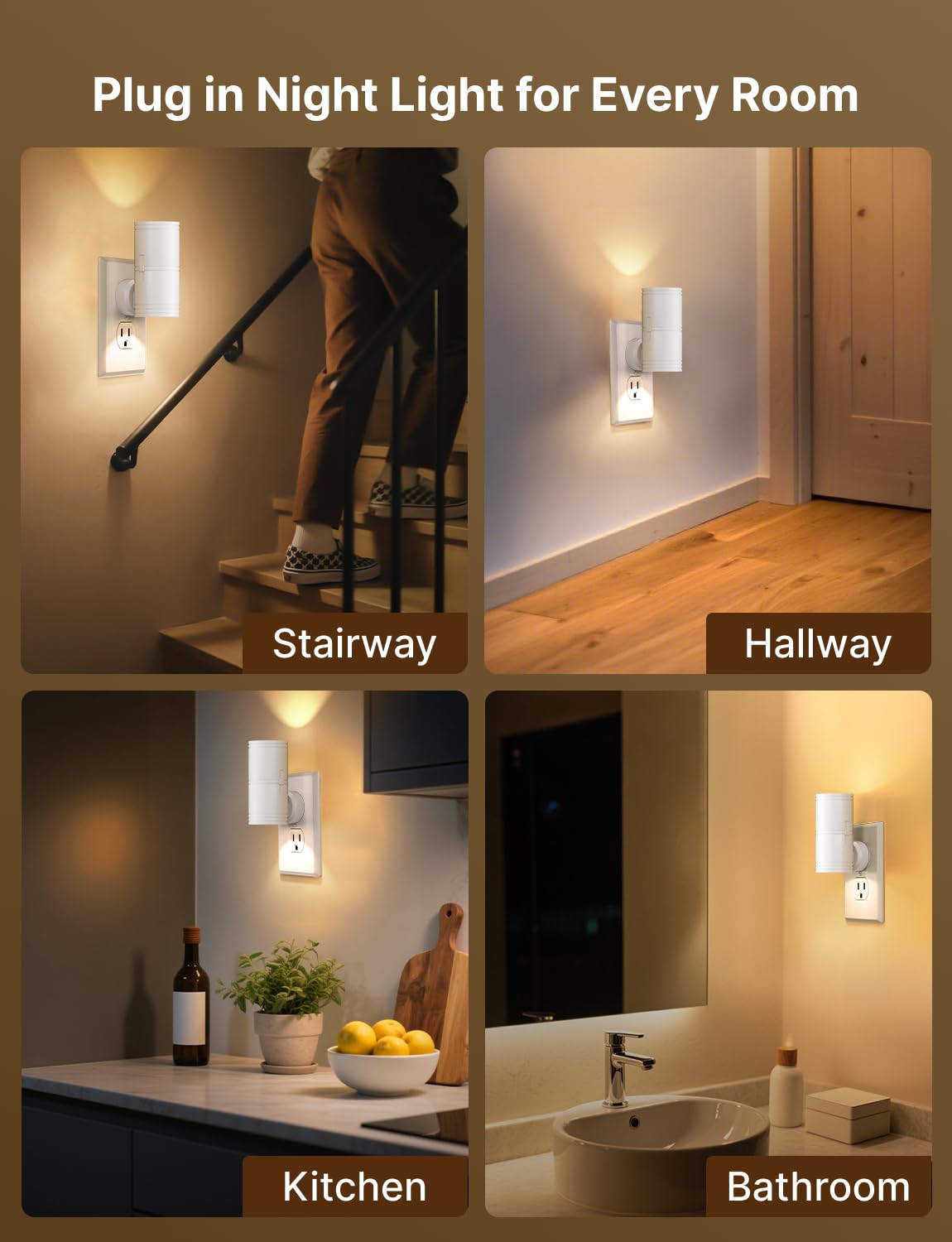 Likelgn Nachtlicht zum Einstecken in die Wand, dimmbares LED-Nachtlicht mit Dämmerungssensor, weiches weißes Licht, für Flur, Badezimmer, Schlafzimmer, Weiß, 2 Stück