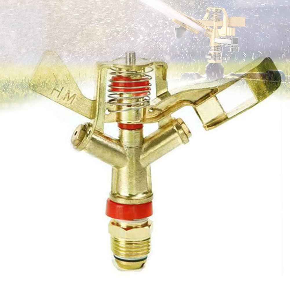 Cabeza de rociador de impacto de plástico y aleación -Cabeza de aspersor ajustable de plástico pesado con cobertura de agua 0°-360°Patrón 1/2" alloy rocker double spray full metal 5 piezas