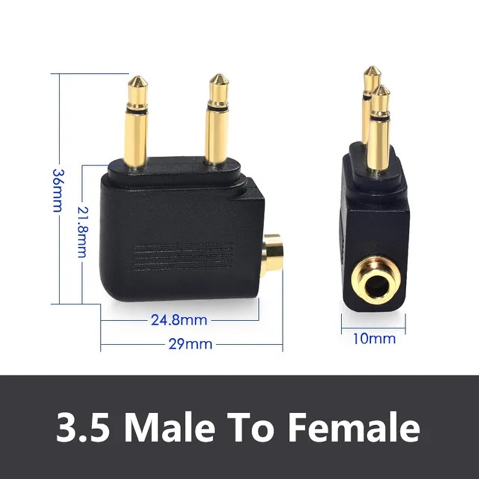 5 Pezzi da 3,5 mm a 2x3,5 mm Placcato Oro for Cuffie da Aereo, convertitore Audio Mono, Adattatore Splitter for Jack da Viaggio da 3,5 mm(20PCS)