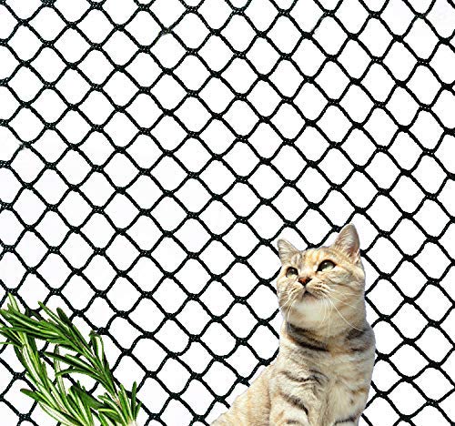 Kingt - Red de protección Universal de Nailon para Balcones, terrazas, Gatos, Puertas y Ventanas (3 x 4 m), Color Negro