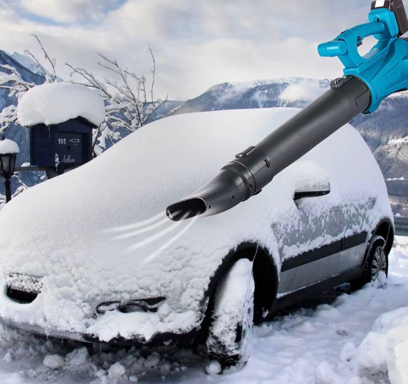 Vazy 24 Soffiatore Elettrico a Batteria 96V Li-ion Cordless per Foglie e Polvere, Aspiratore/Soffiatore Portatile per Giardino, Cortile e Auto, con Tubo + Bocchetta, Leggero e Potente