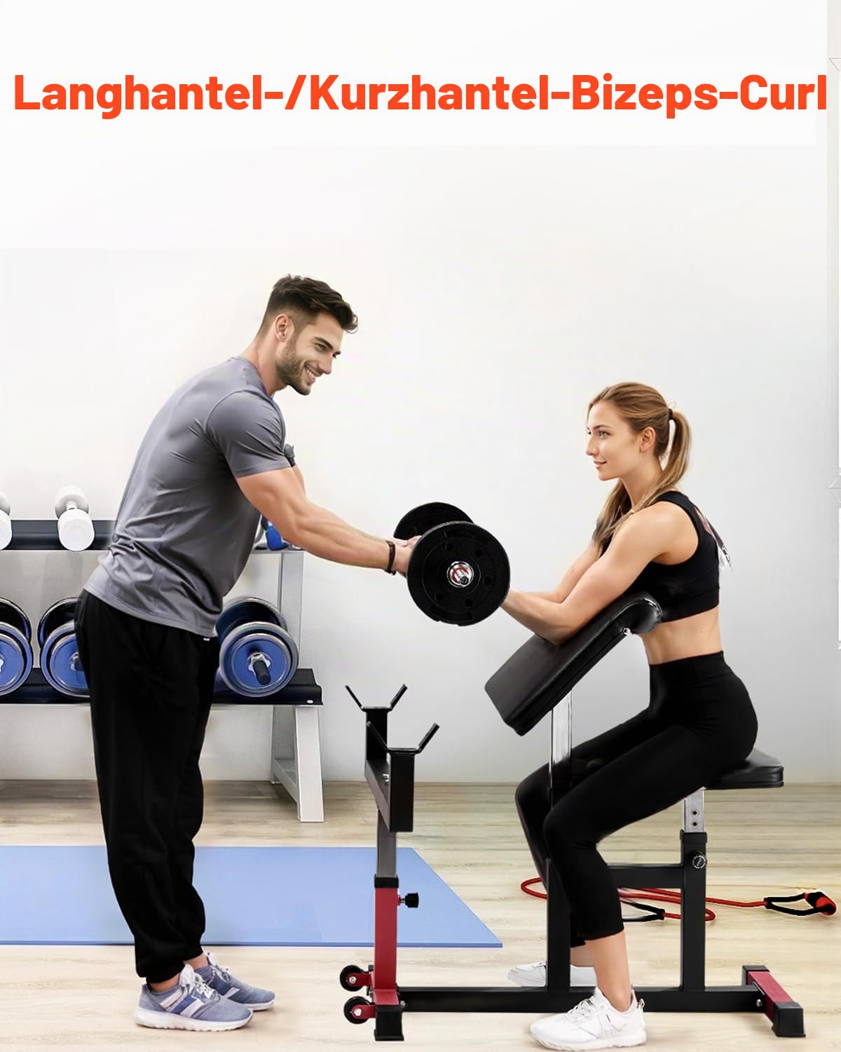 VEVOR Preacher Curlbank Bizepsmaschine für Krafttraining, (Max. Belastung 200 kg) Heim-Fitnessgerät, Bizepsstation für Langhantel und Kurzhanteln im Sitzen, verstellbare Hantelbänke