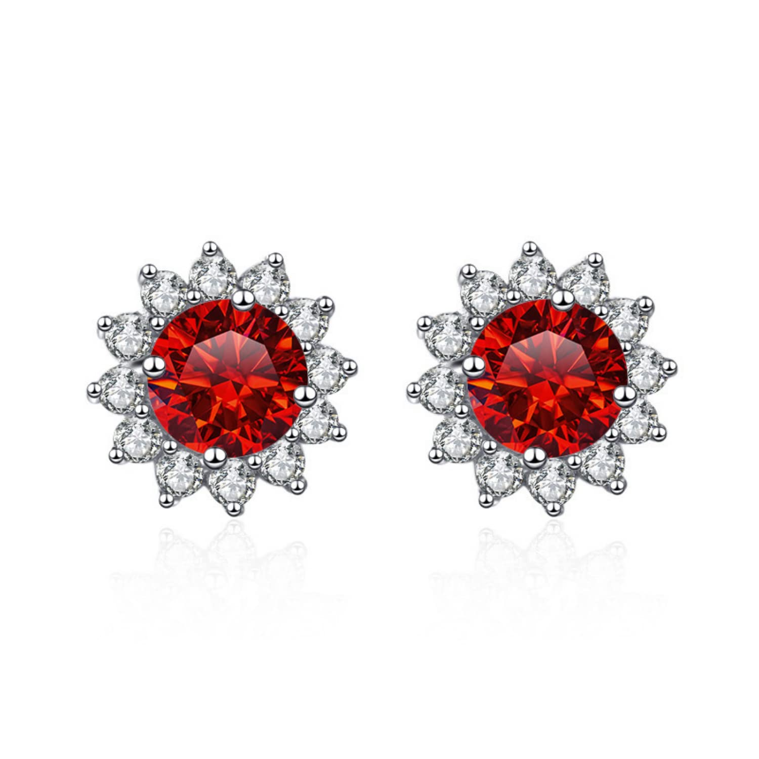 WZGWDC Rosa/blau/grüne Moissanit-Ohrstecker für Damen und Herren, 1 Karat D-Farbe, VVS1-Diamant-Ohrringe, S925-Sterlingsilber-Sonnenblumen-Ohrringe für Hochzeit, Geburtstag, Geschenk mit Zertifikat